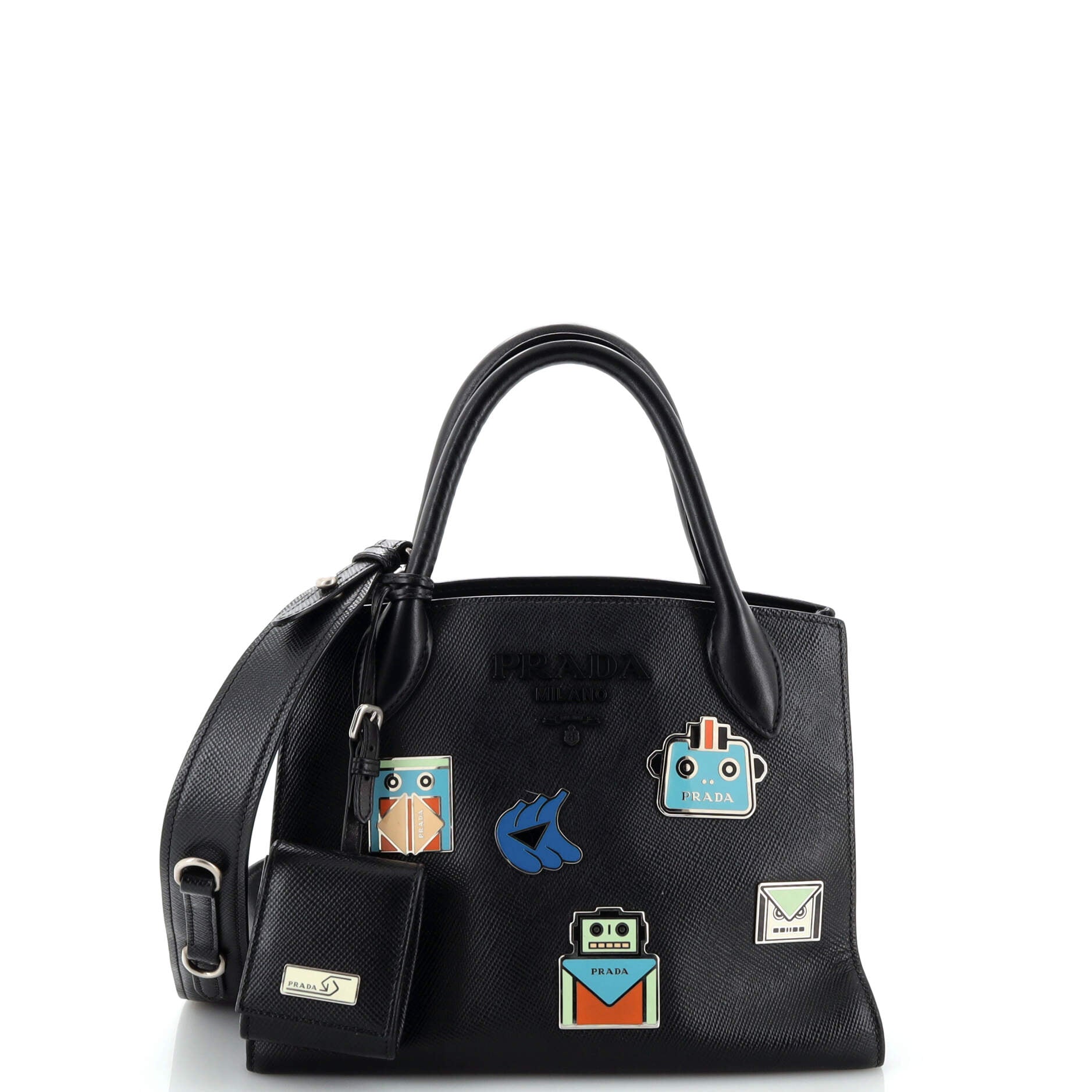 2860 Monochrome Tote Pin Embellished Saffiano with City Calf Small