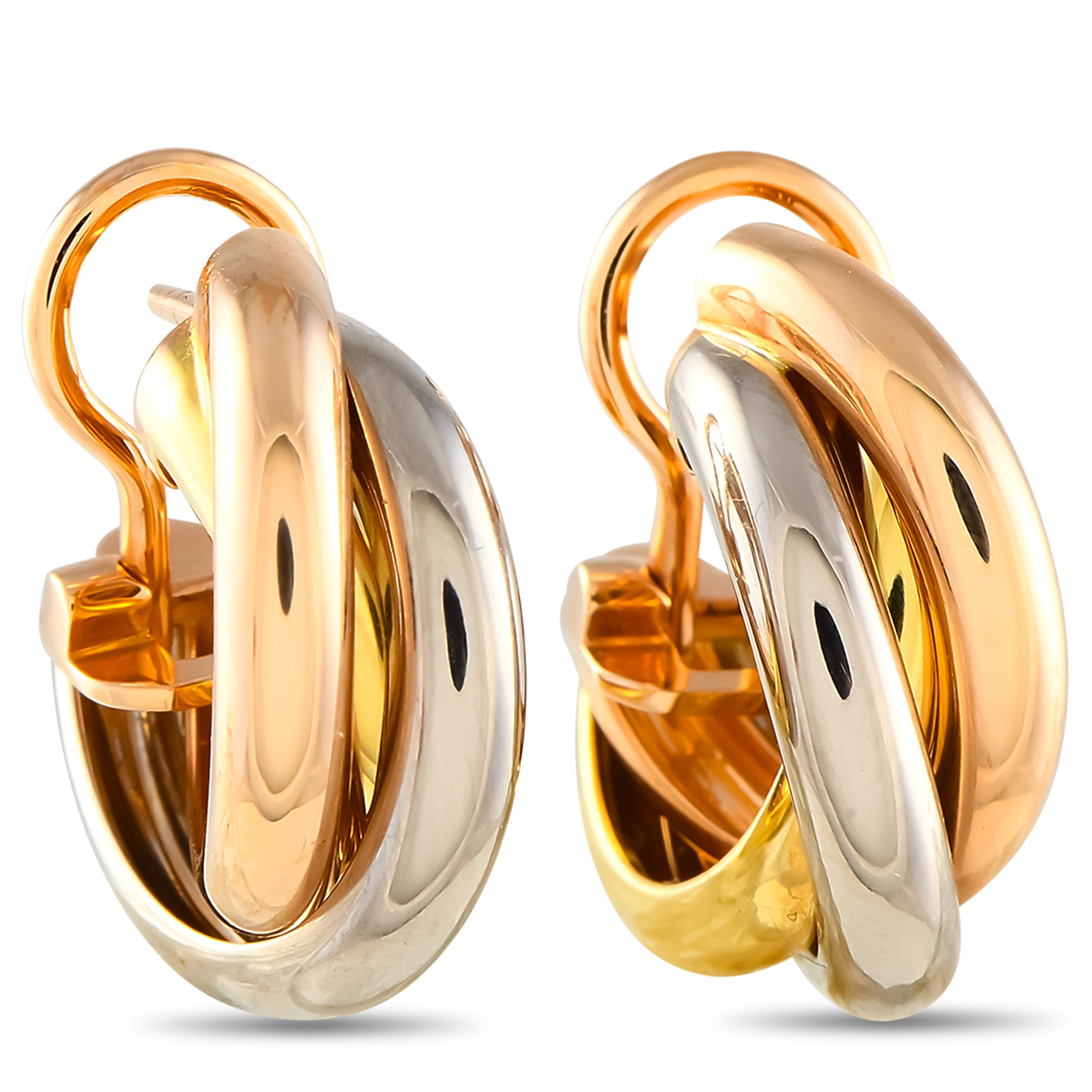 2269 Cartier Trinity 18K Rose Gold  18K White Gold  18K Yellow Gold Earrings CA01 032425
