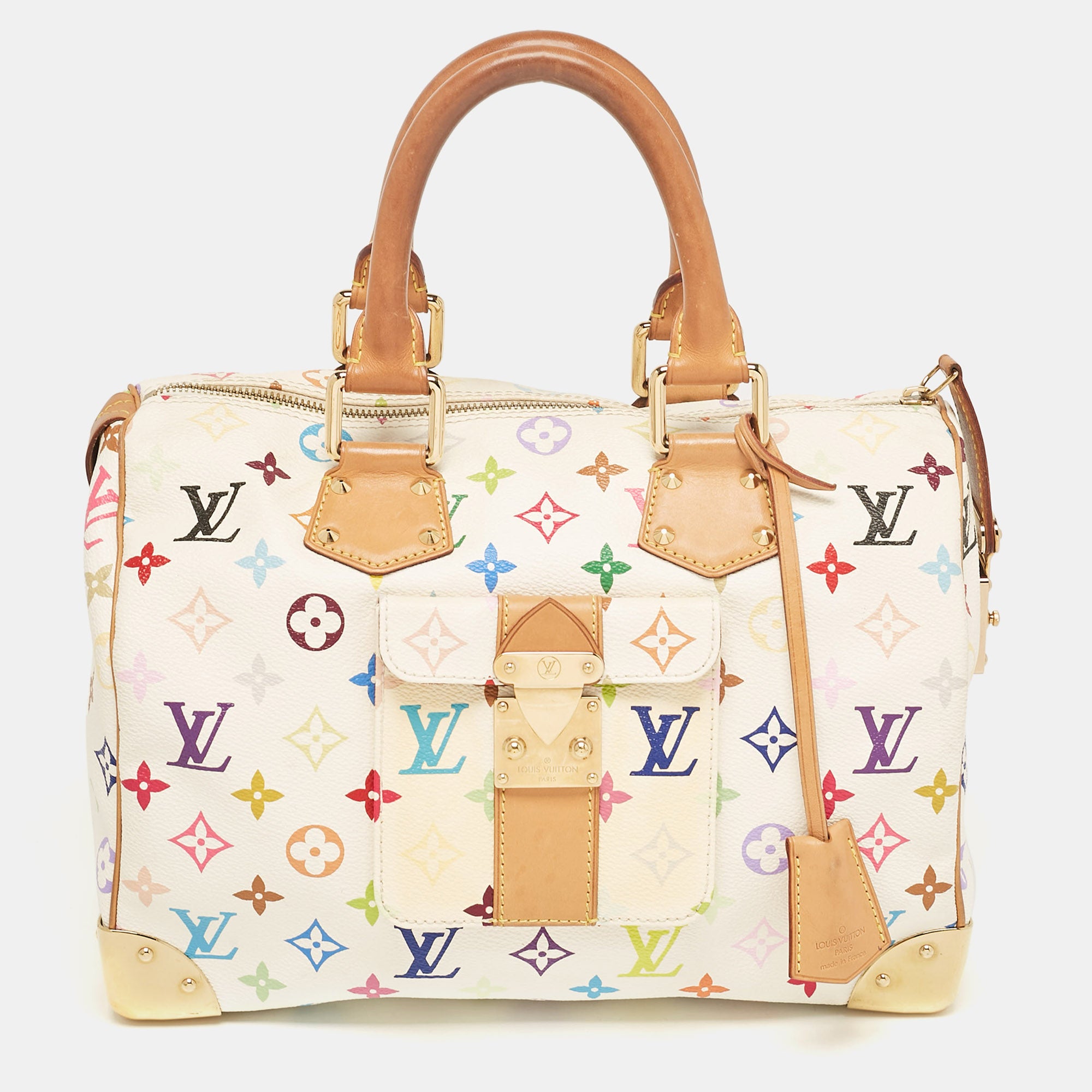 2613 Louis Vuitton White Monogram Multicolore Canvas Speedy 30 Bag