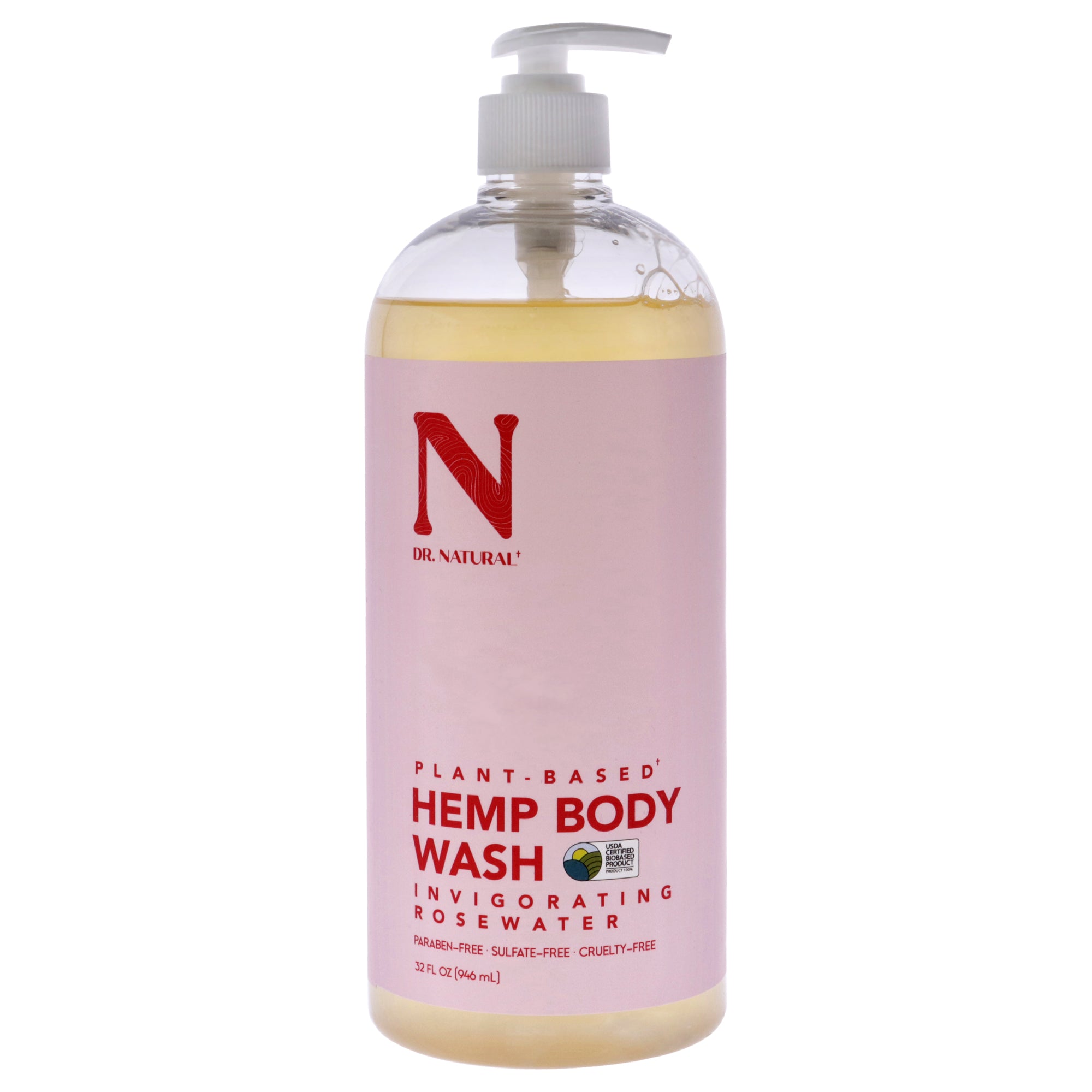 2736 Body Wash Hemp with Rose by Dr. Natural for Unisex 32 oz Body Wash