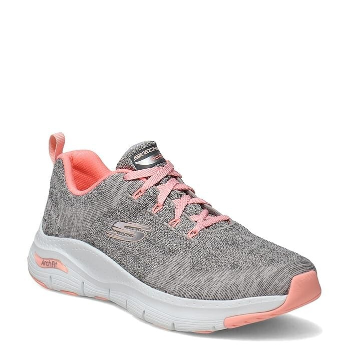 2718 Skechers Arch Fit Comfy Wave Sneakers Women's US 6 Gray Lifestyle Shoes EEE4219