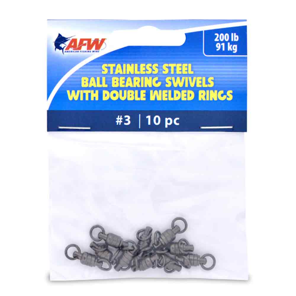 AMERICAN FISHING WIRE AFW  Stainless Steel Ball Bearing Swivels With Double Welded Rings Gunmetal Black 10PK