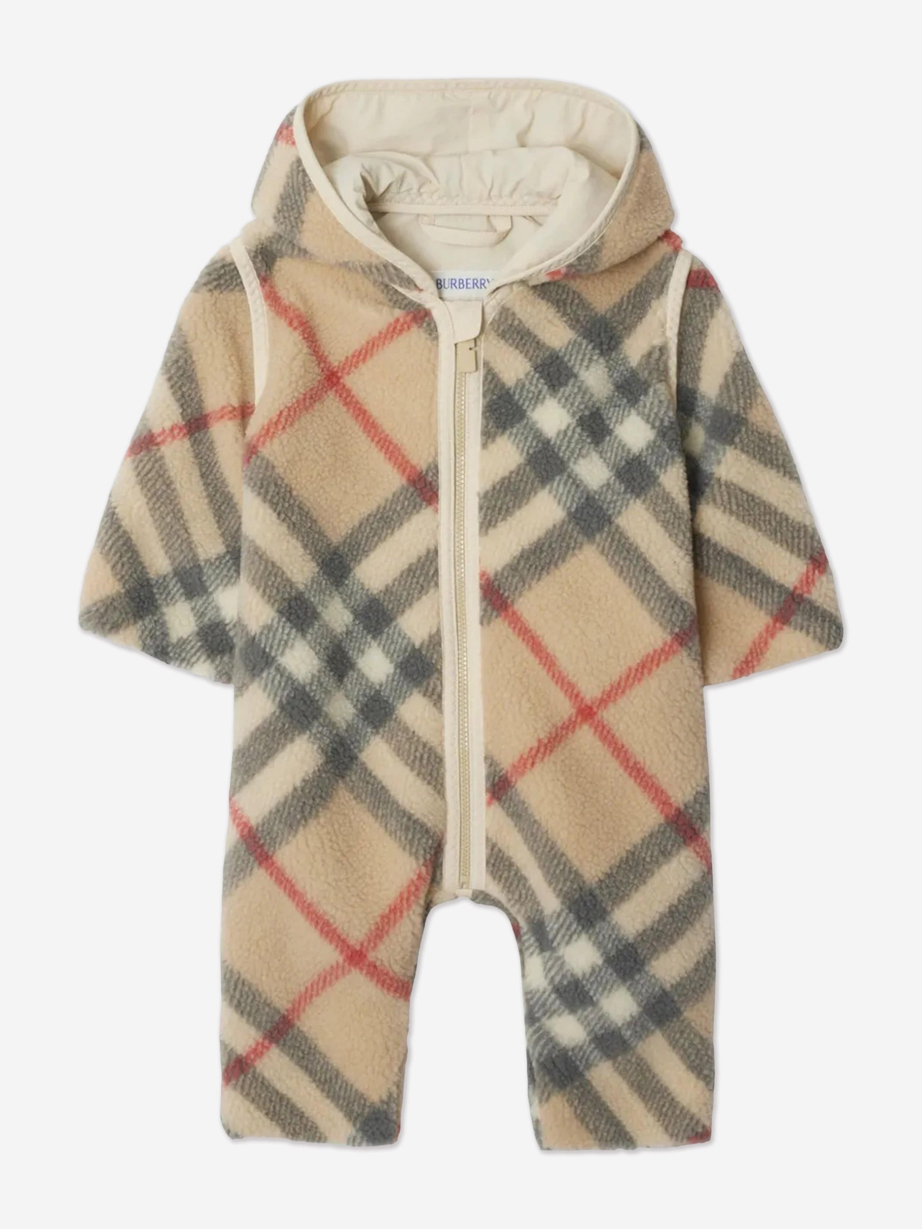 BURBERRY KIDS Baby Check Sandy Romper In Beige