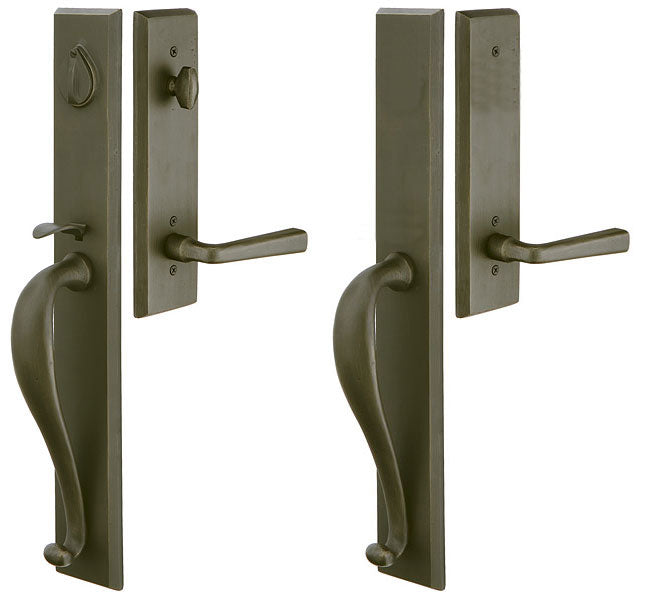 EMTEK Solid Brass Rectangular Full Length Mortise Double Door Entryway Set