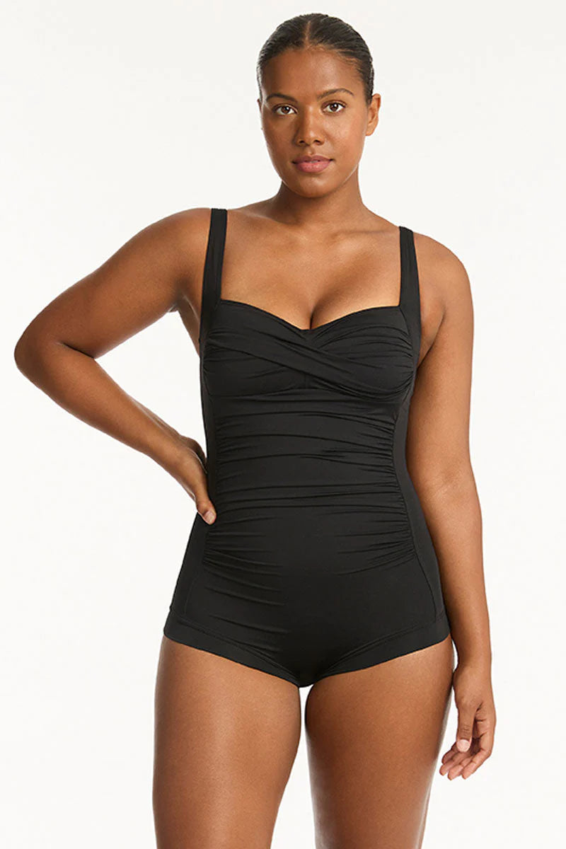 Sea Level   Essentials Twist Front Multifit Boyleg One Piece