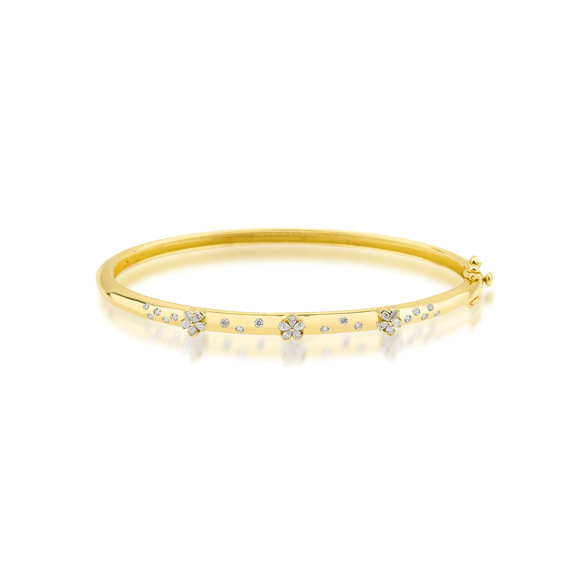 NILUFER FINE JEWELLERY Fleur 18K Gold Bangle w. Diamonds