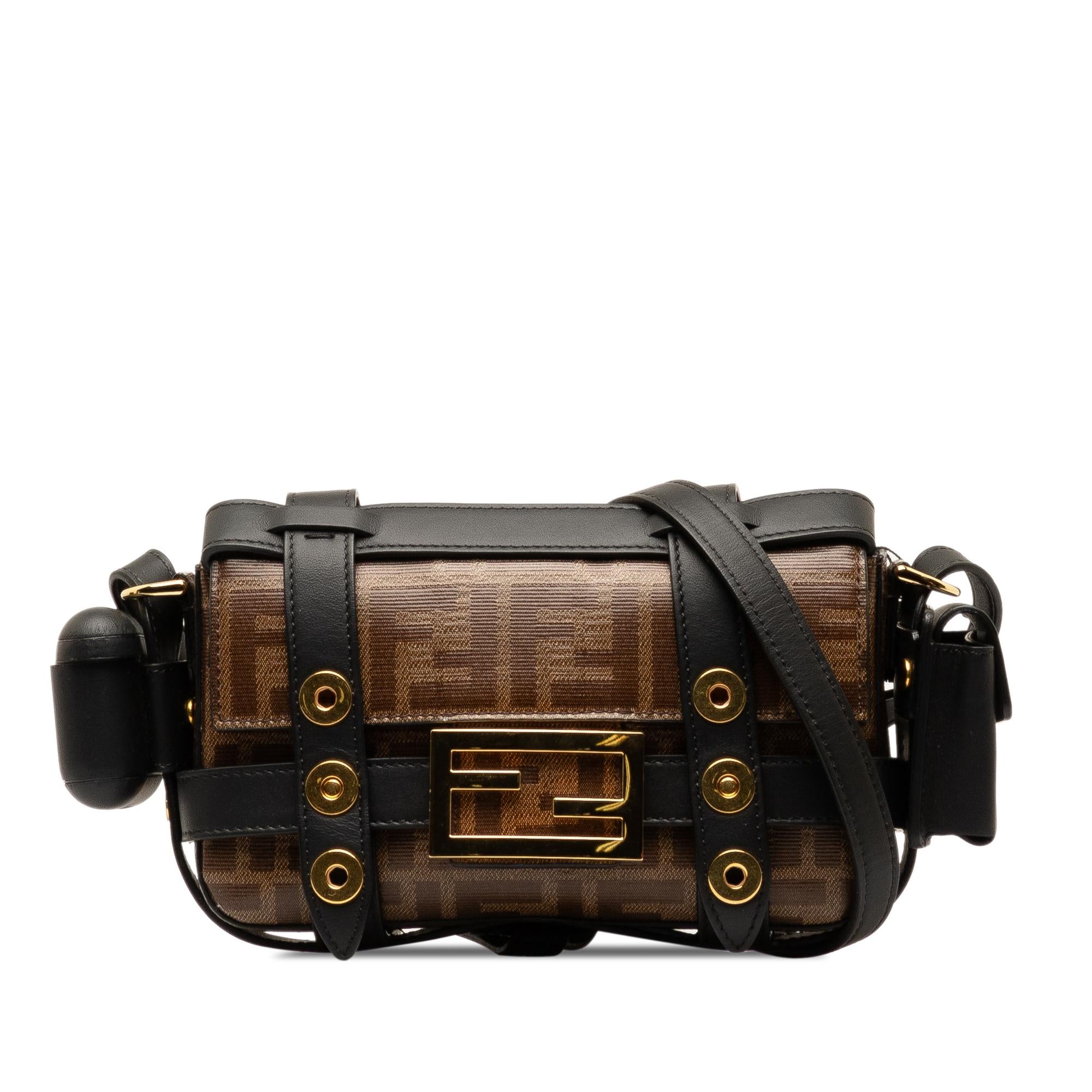 Fendi Mini Zucca Glazed Fabric Cage Baguette (SHG 7IwhHV)