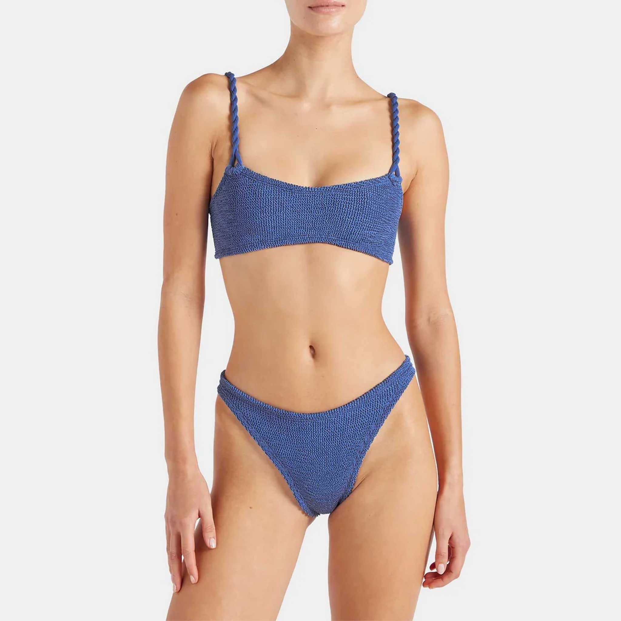HUNZA G Phoebe Bikini in Metallic Denim