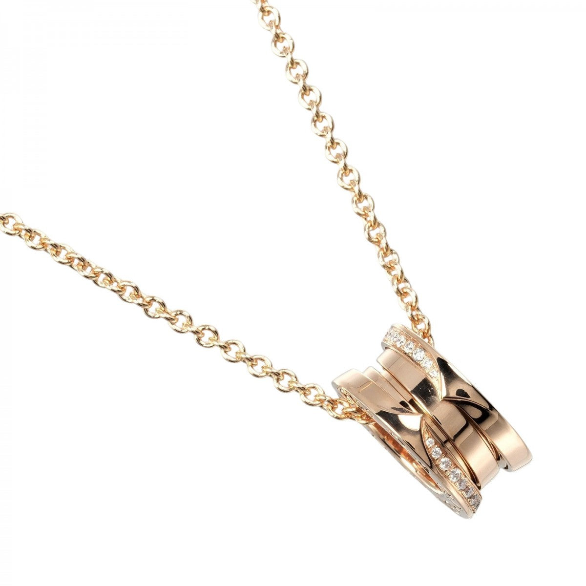 BVLGARI Necklace 18k pink gold  demi pave diamonds gold B.ZERO1