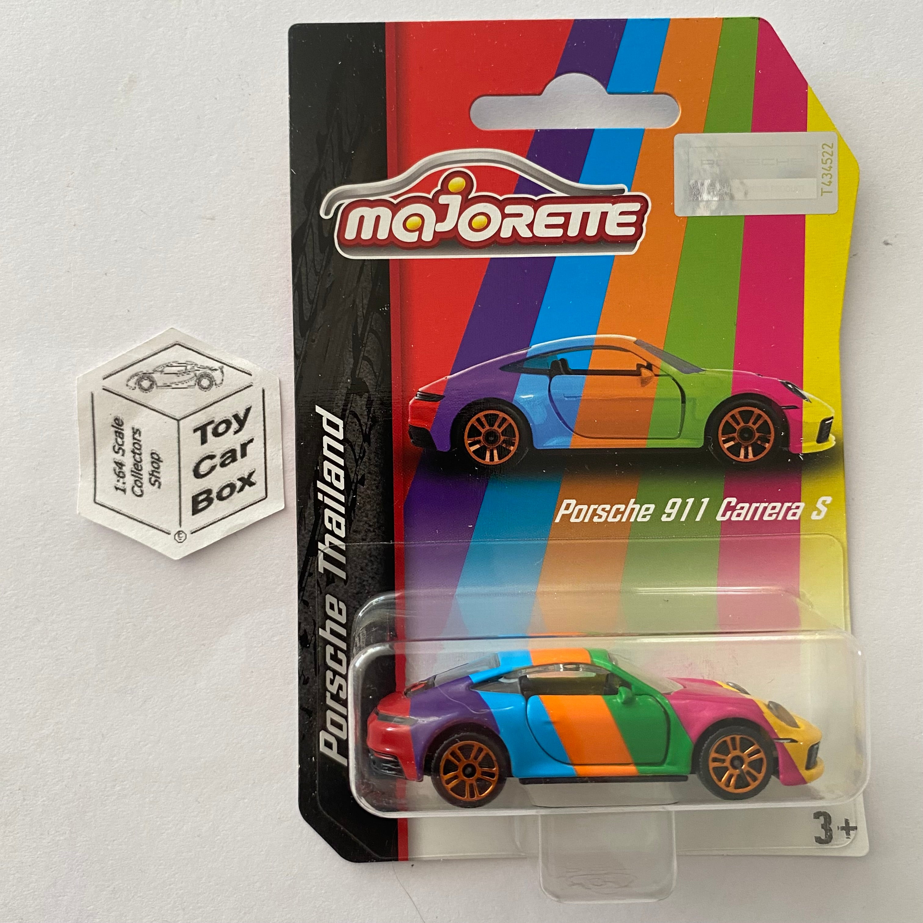 TOY CAR BOX MAJORETTE Porsche 911 Carrera S (1/64* Porsche Thailand 30 Years   Rainbow) I89