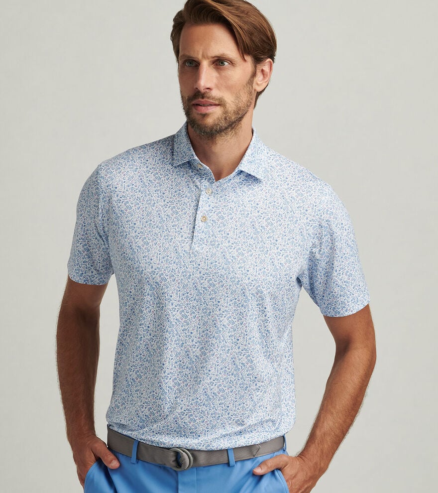 Peter Millar Men's Bar For The Course Performance Jersey Polo Shirt   White