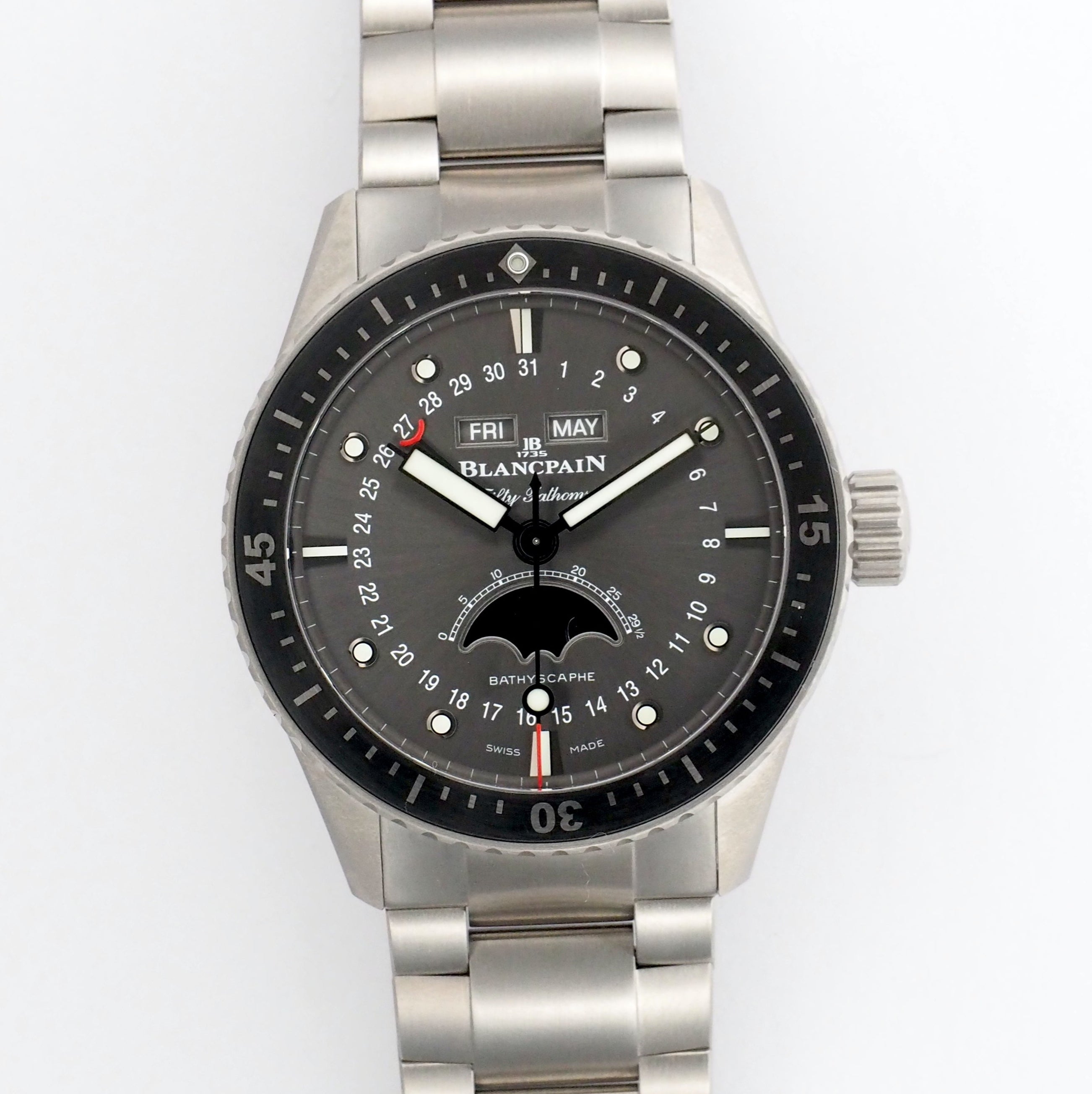 PRE OWNED BLANCPAIN Bathyscaphe Quantième Complet Phases de Lune in Titanium