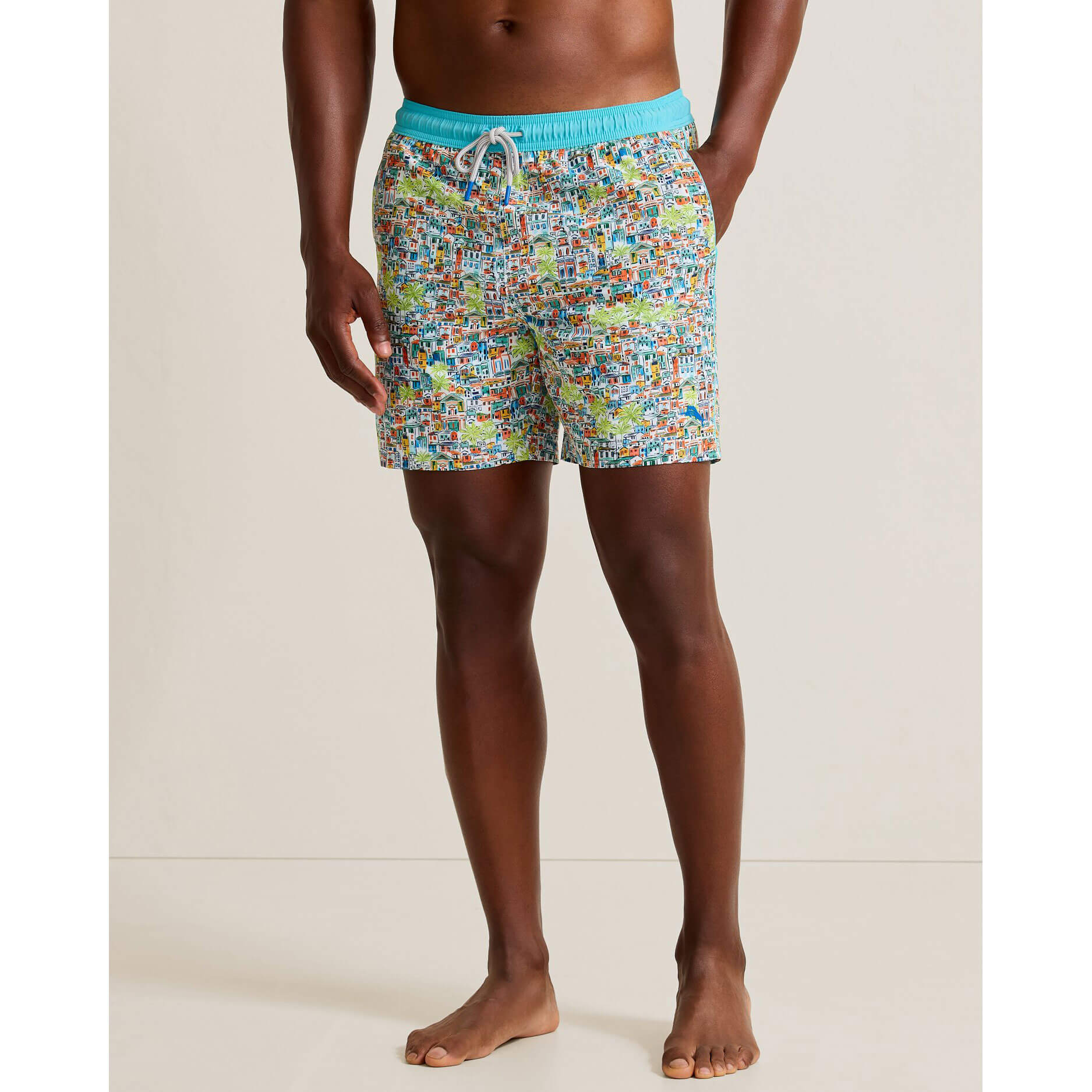 TOMMY BAHAMA MENS Tommy Bahama Men's 6 Inch Naples Villa Amalfi Swim Trunks   Bright Tomato