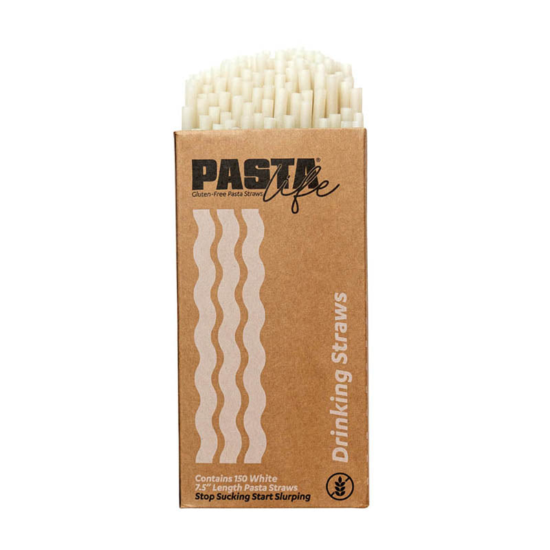 BARPRODUCTS Pasta Straws   Gluten Free   7.5"   White   150 Pack