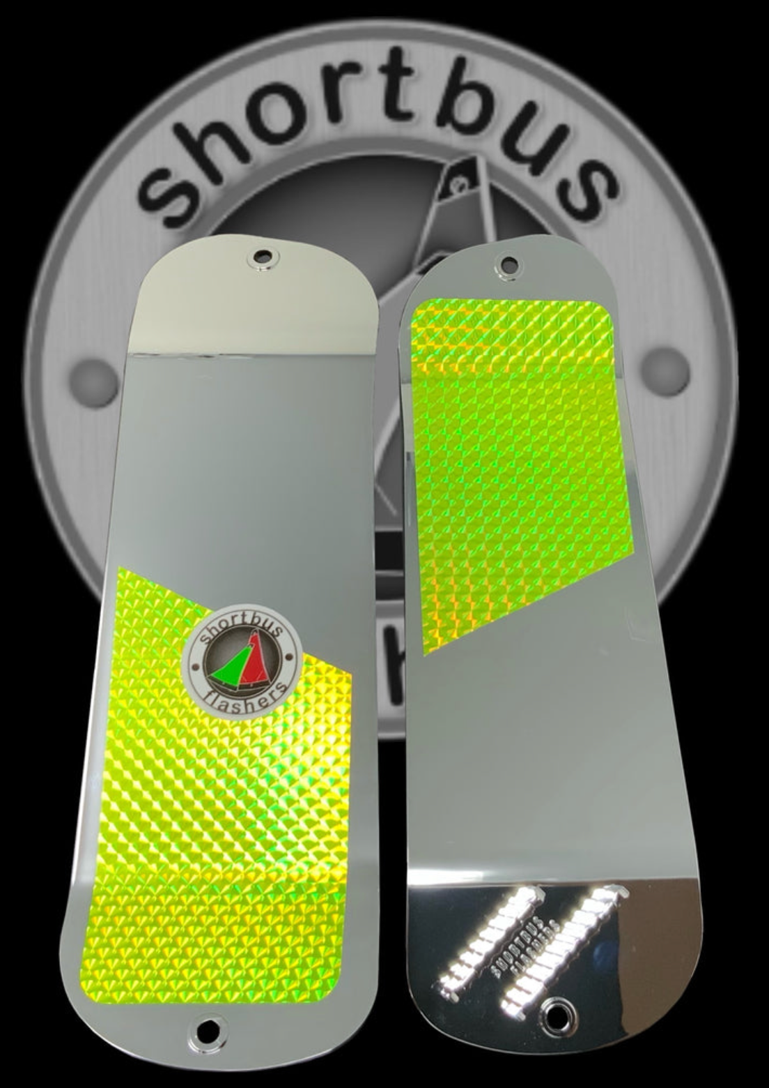 SHORTBUS FLASHERS Dipped Mirror Chrome 360   Chartreuse