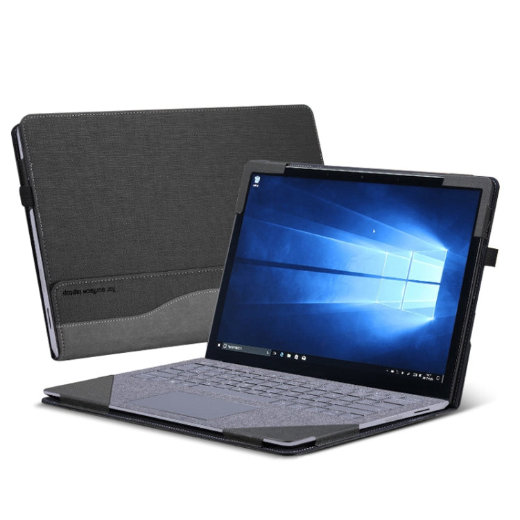 GARSUPPLY 13.5 Inch Multifunctional PU Leather Laptop Sleeve For Microsoft Surface Laptop 1/2/3/4(Gentleman Gray)