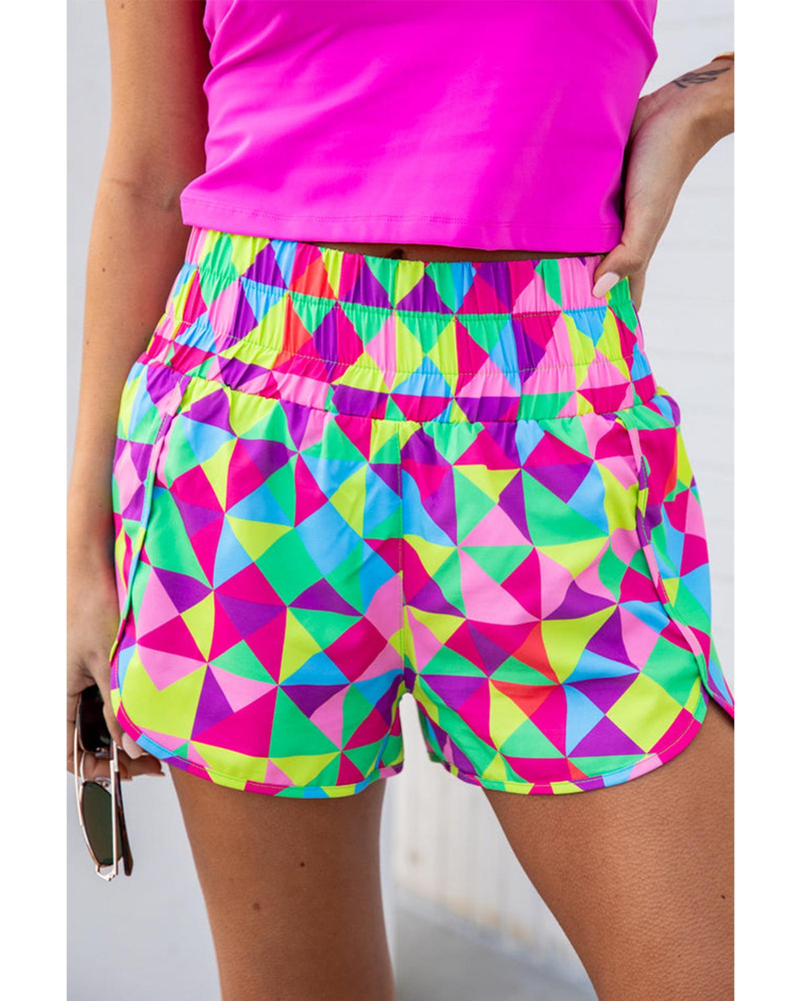 BRIGHTSHOP Azura Exchange Geometric High Waisted Athletic Shorts   M