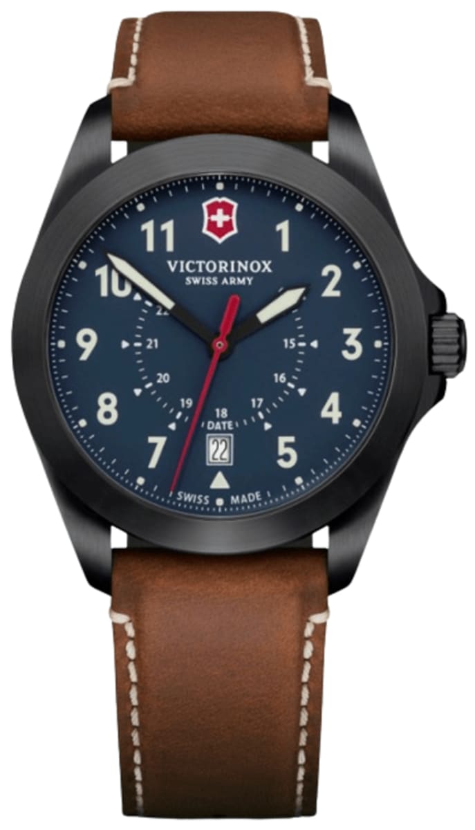 2818 Victorinox Swiss Army Quartz Blue Dial Brown Leather Strap Men's Watch 241971