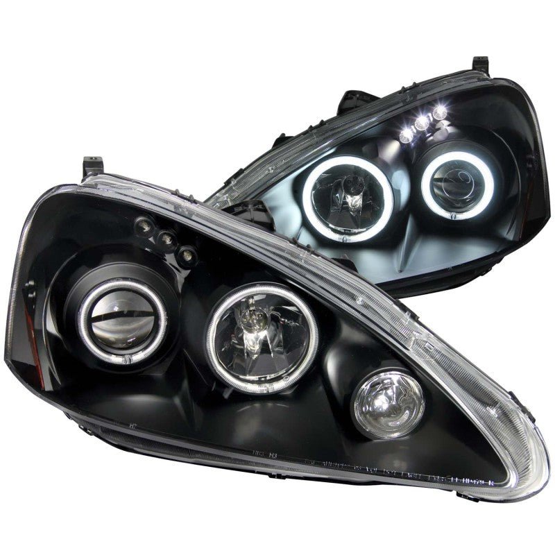 ANZO 2005 2006 Acura Rsx Projector Headlights w/ Halo Black