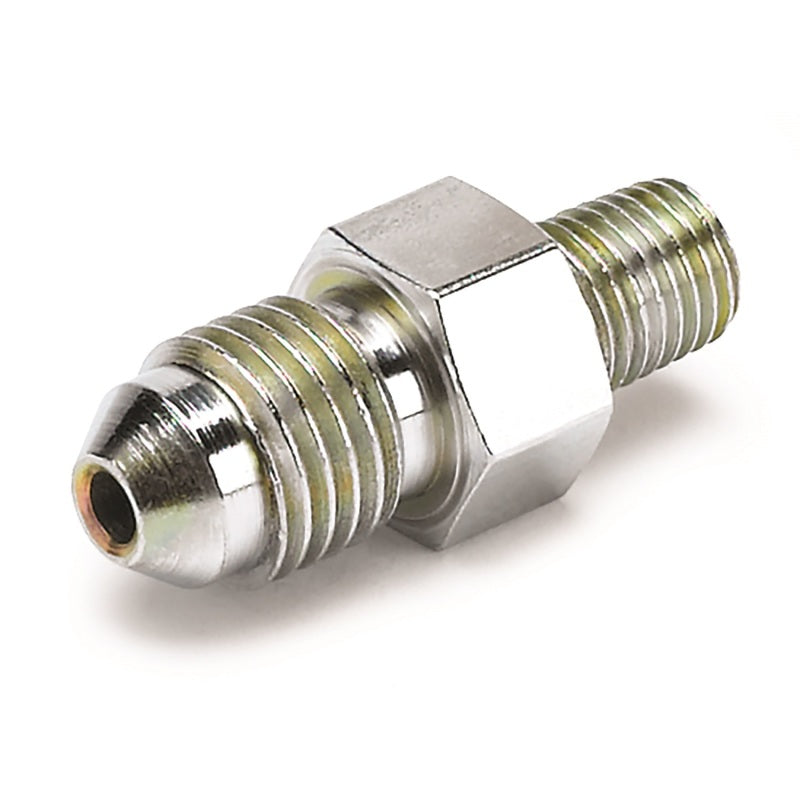 Autometer Fitting Adapter  4AN Male to 1/16in NPT Male for Ford Fuel Rail