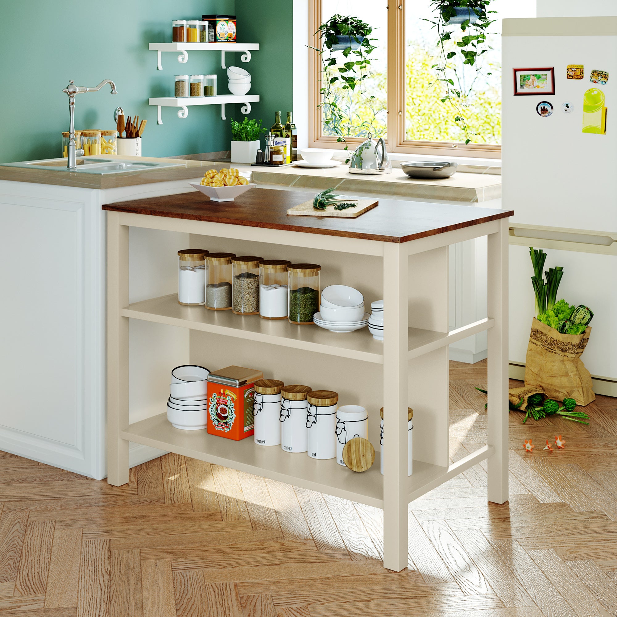 2594 Streamdale Solid Wood Rustic 45 Stationary Kitchen Island