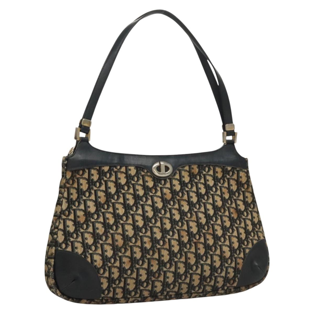 Christian Dior Trotter Canvas Shoulder Bag Navy Auth BD1860