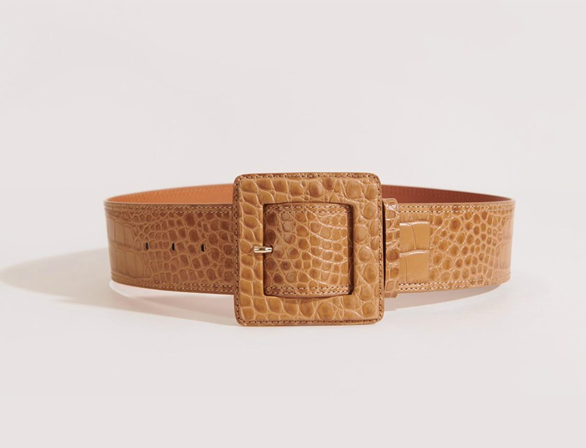 2244 Corin Embossed Crocodile Belt In Tan