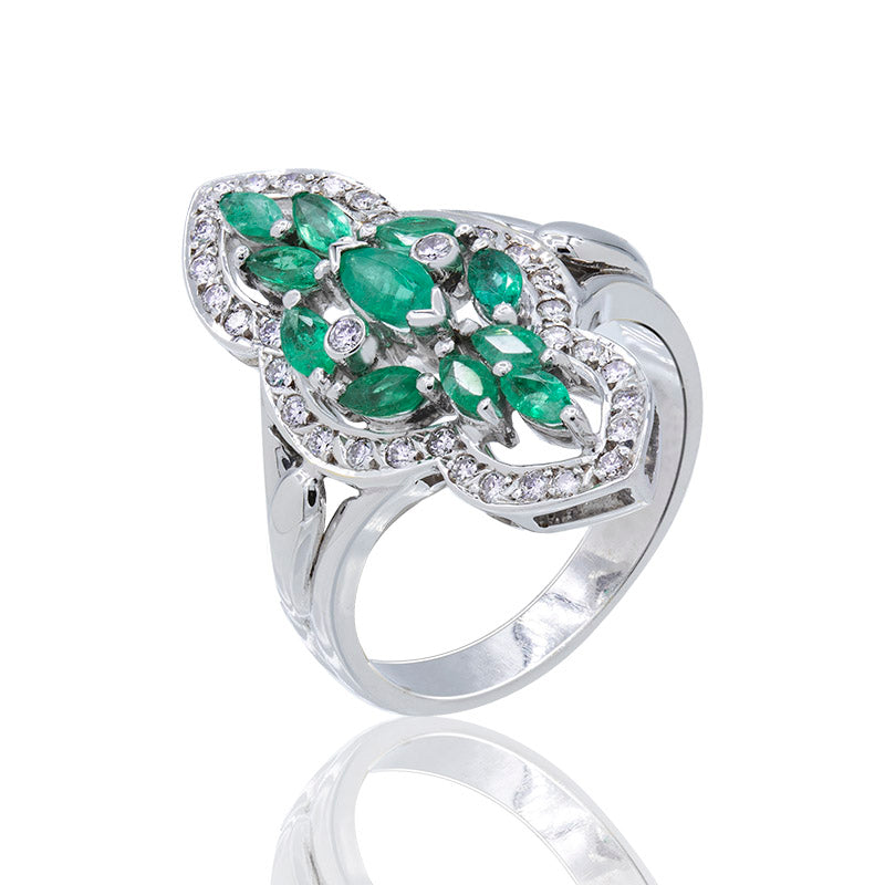 JOYERIA SAI Sortija Lanzadera Victoriana con Esmeralda