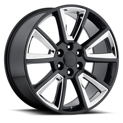 Chevrolet Tahoe Replica Wheels Gloss Black with Chrome Inserts Factory Reproductions FR 57