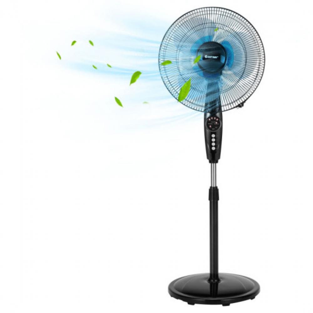 2736 16 Inches Adjustable Height Fan with Quiet Oscillating Stand for Home and Office