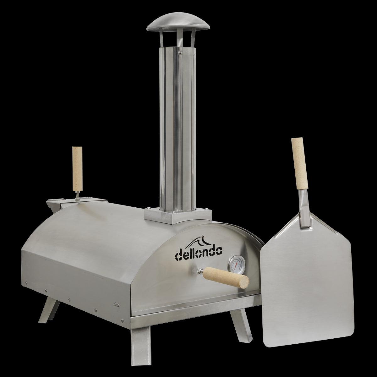 Dellonda Portable Wood Fired Pizza Oven and Smoking Oven Stainless Steel