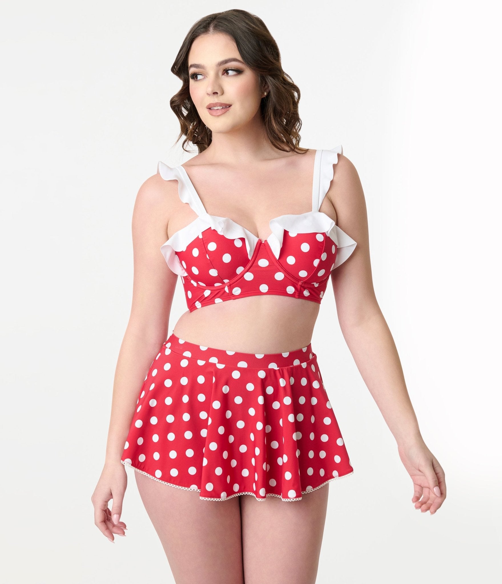 Disney Mickey & Friends Collection by Unique Vintage Minnie Red & White Dot Swim Top