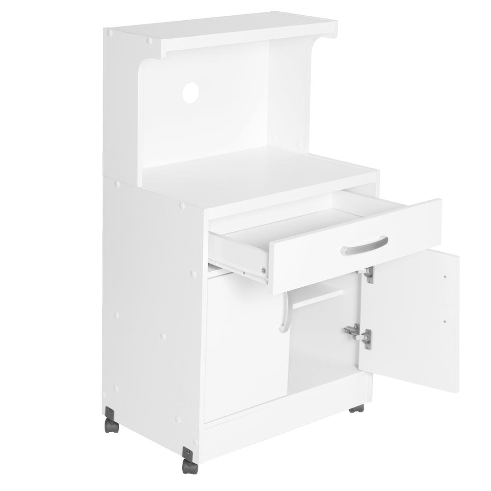 2736 Better Home Products Shelby Kitchen Wooden Microwave Cart in White