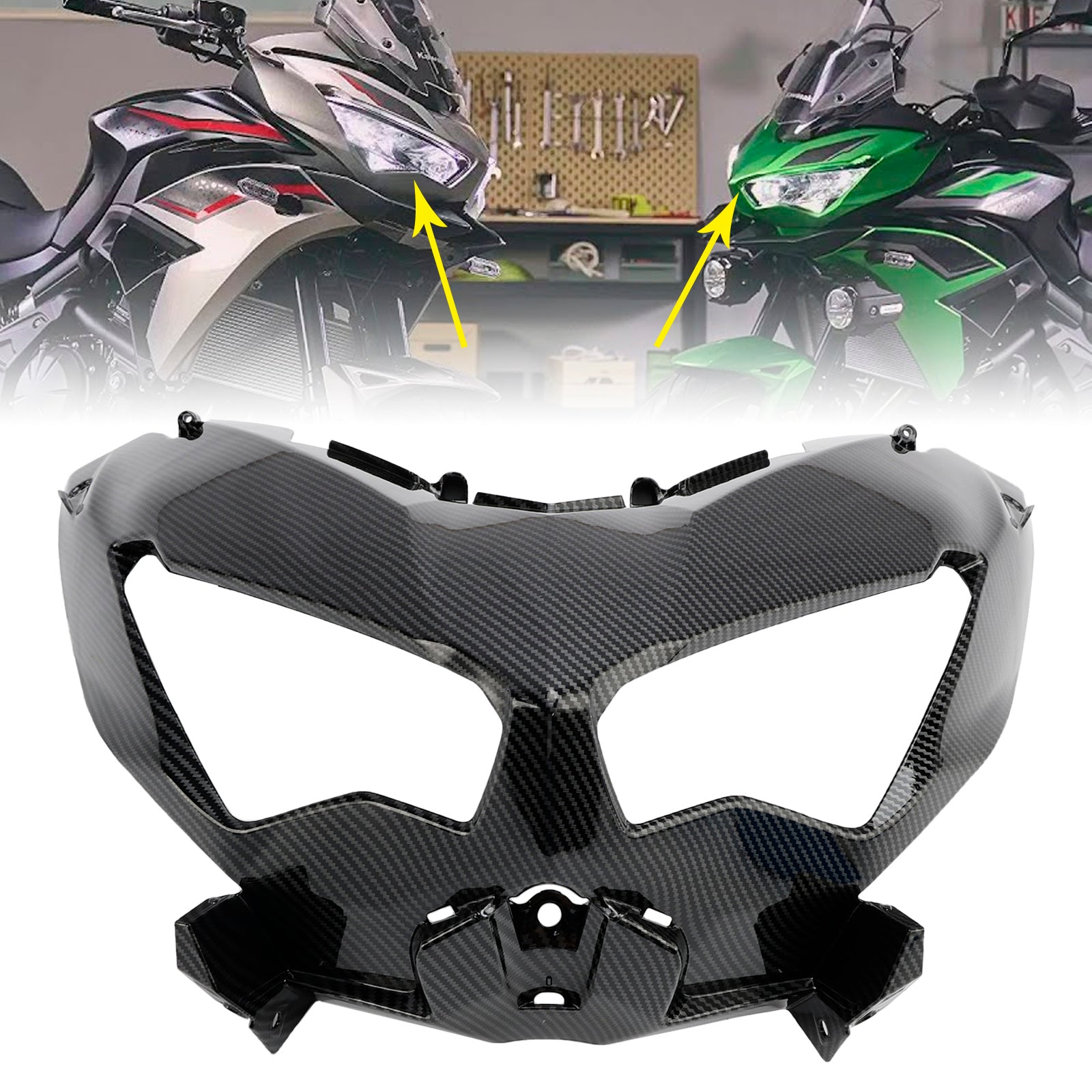 VIPIH Front Nose Headlight Cover Fairing For Kawasaki Versys 650 KLE650 2022 2024