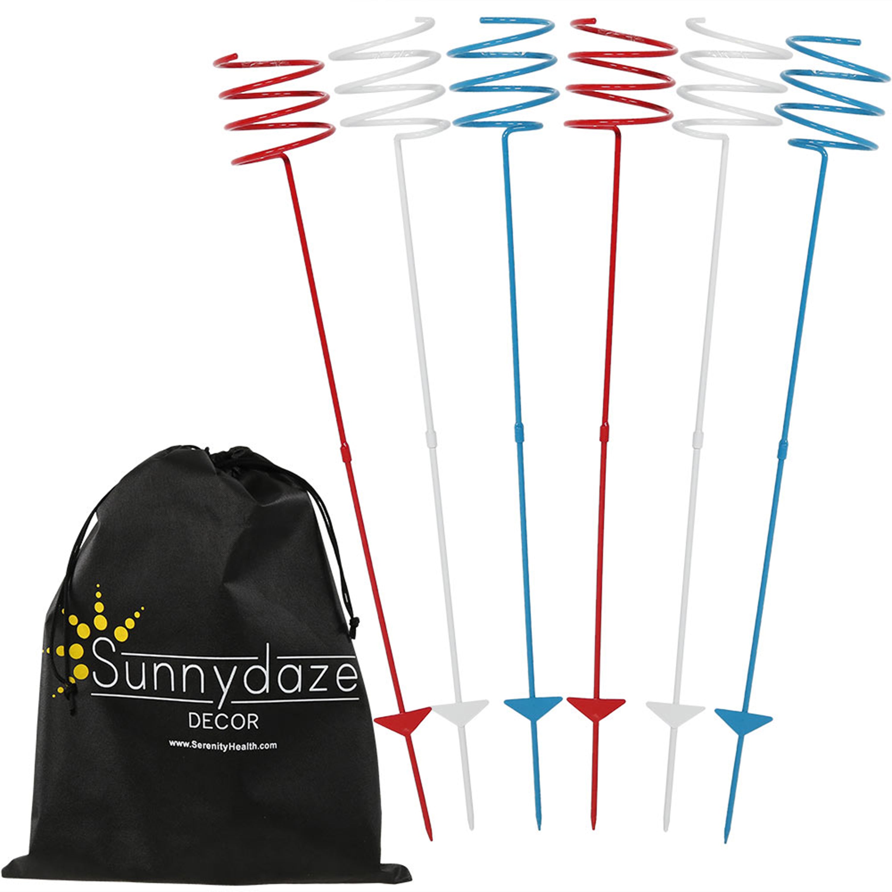 2936 Sunnydaze Outdoor Drink Beverage Holder Stakes for Lawn  6pk  Red  White and Blue