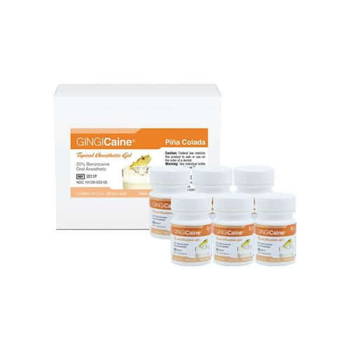 GINGI PAK GINGICaine Topical Anesthetic Gel 20% Benzocaine, Piña Colada 6 Pack