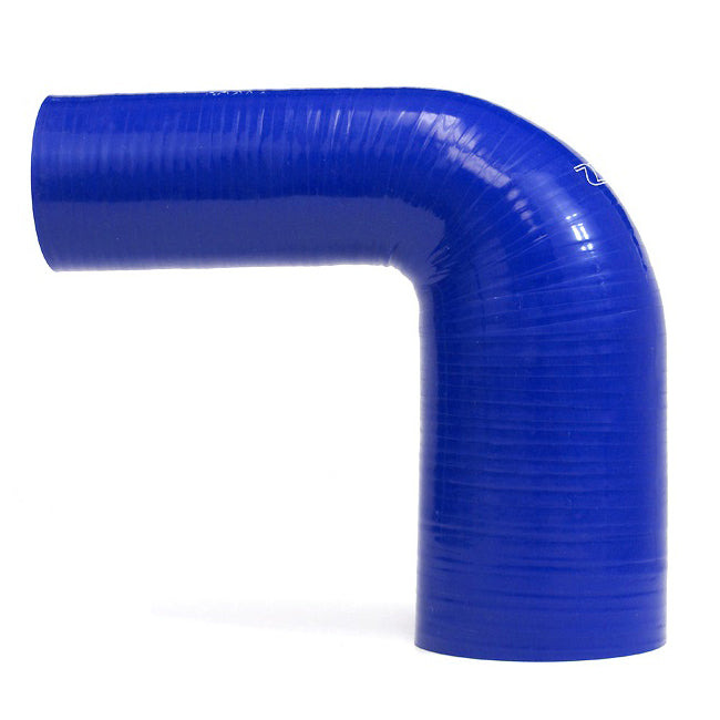 HPS PERFORMANCE HPS 4.25"   5" ID High Temp 4 ply Reinforced Silicone 90 Degree Elbow Reducer Hose Blue (108mm   127mm ID)