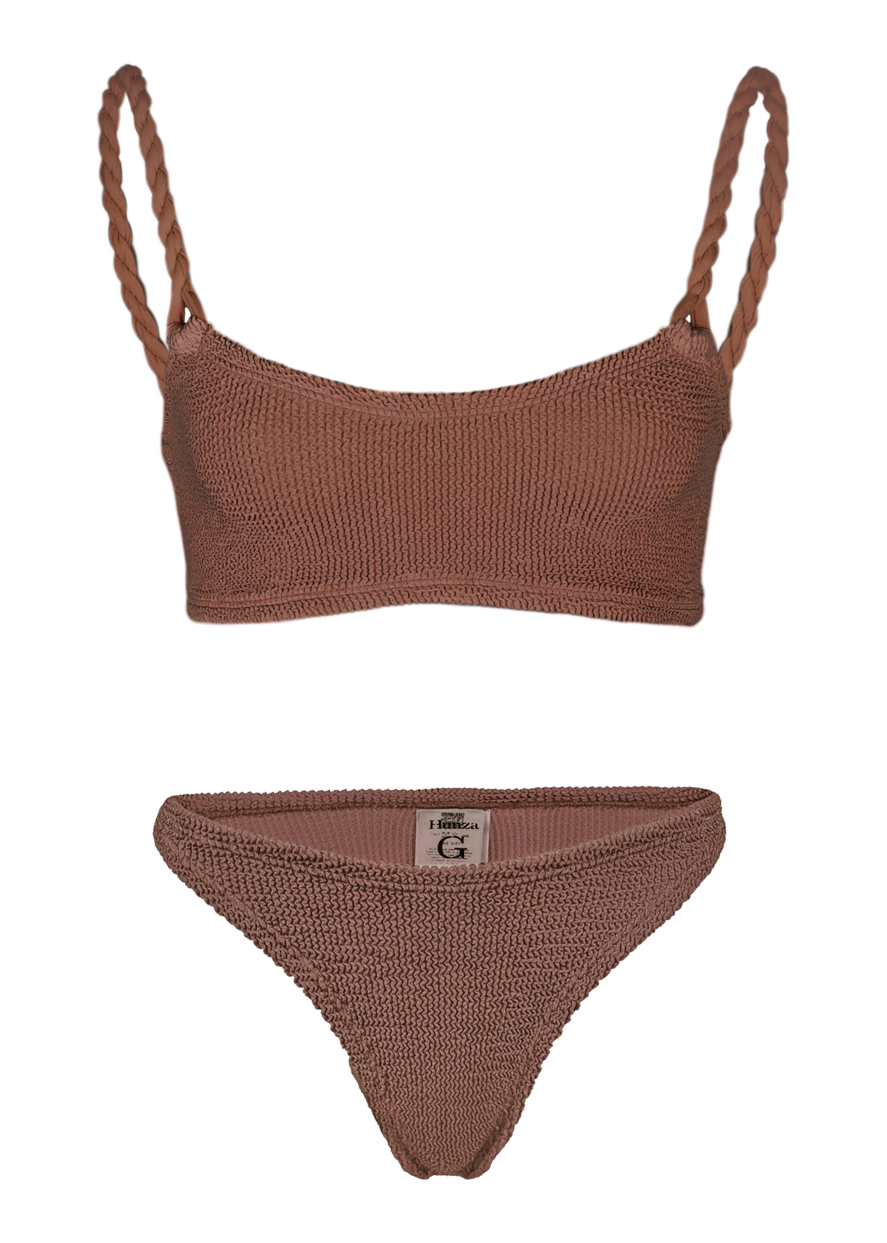 HUNZA G Phoebe Bikini Metallic Chocolate