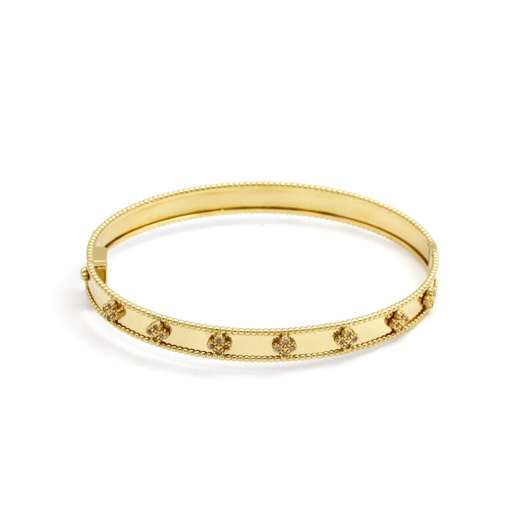 GOLD ZONE Real Gold Elegant Clover Stone Bangle GZJVN 0381   (SIZE 21) BA1505