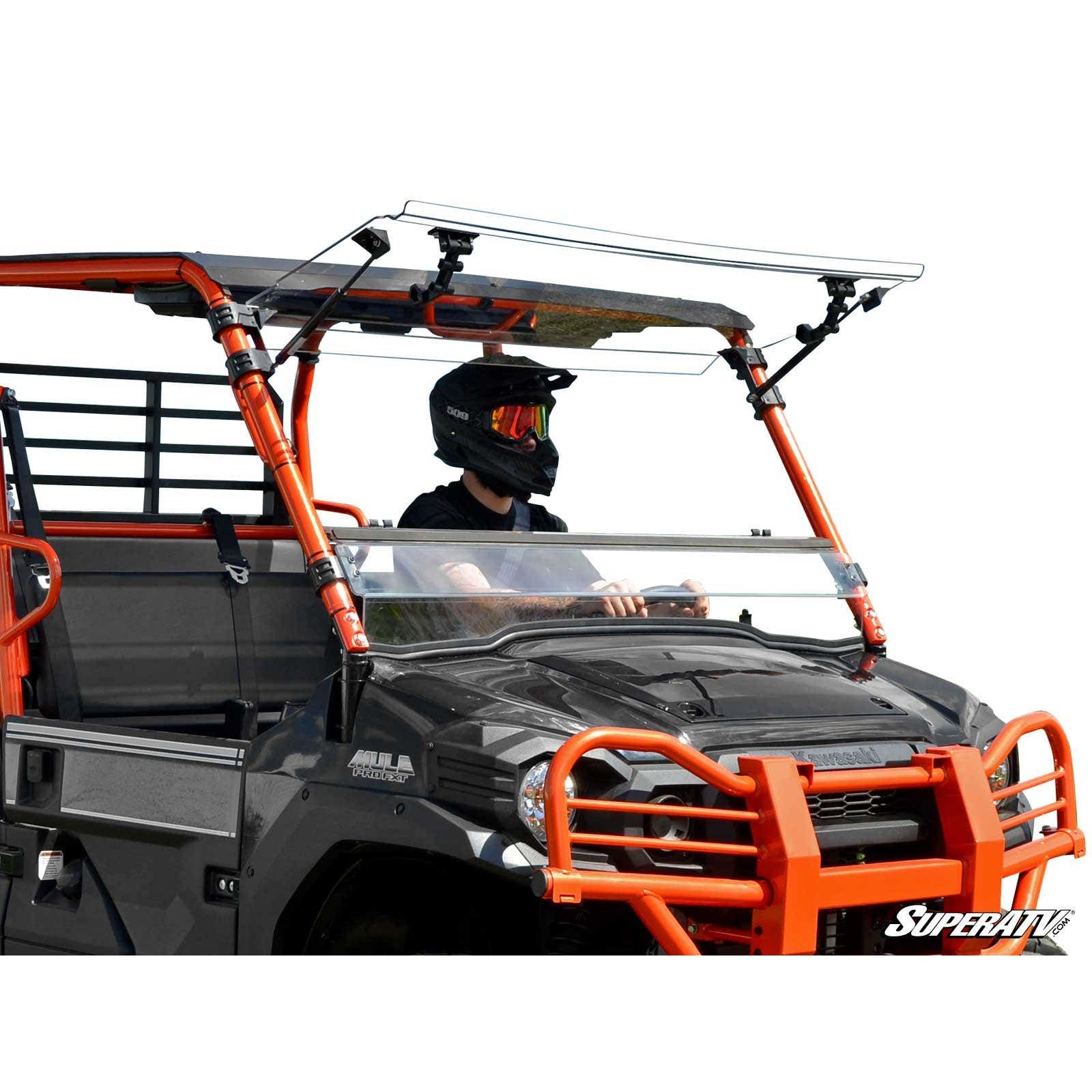 SuperATV Kawasaki Mule Pro Scratch Resistant Flip Windshield FWS K MULE FXT 70