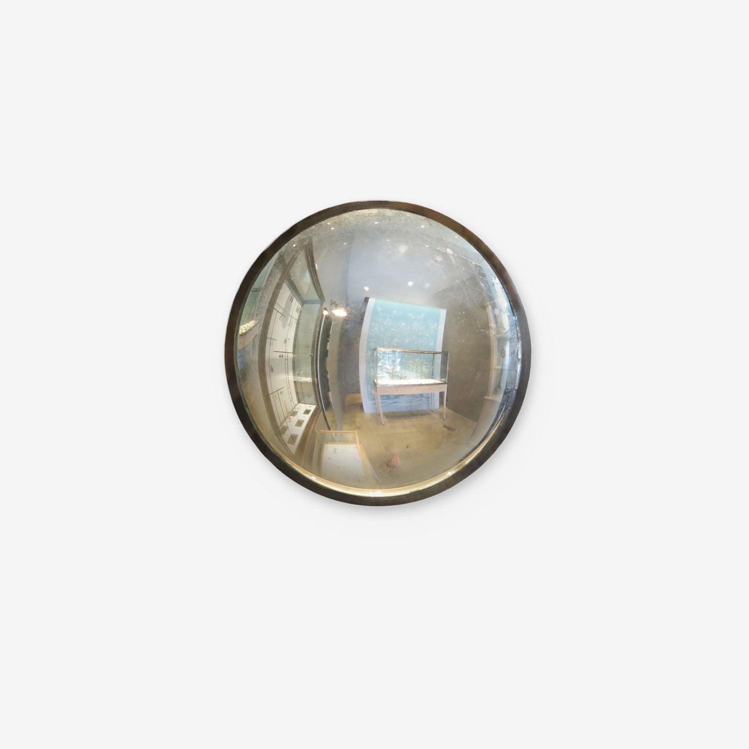 MAUREEN FULLAM SILVER LEAFED SMALL 4" ROUND CONVEX MIRROR