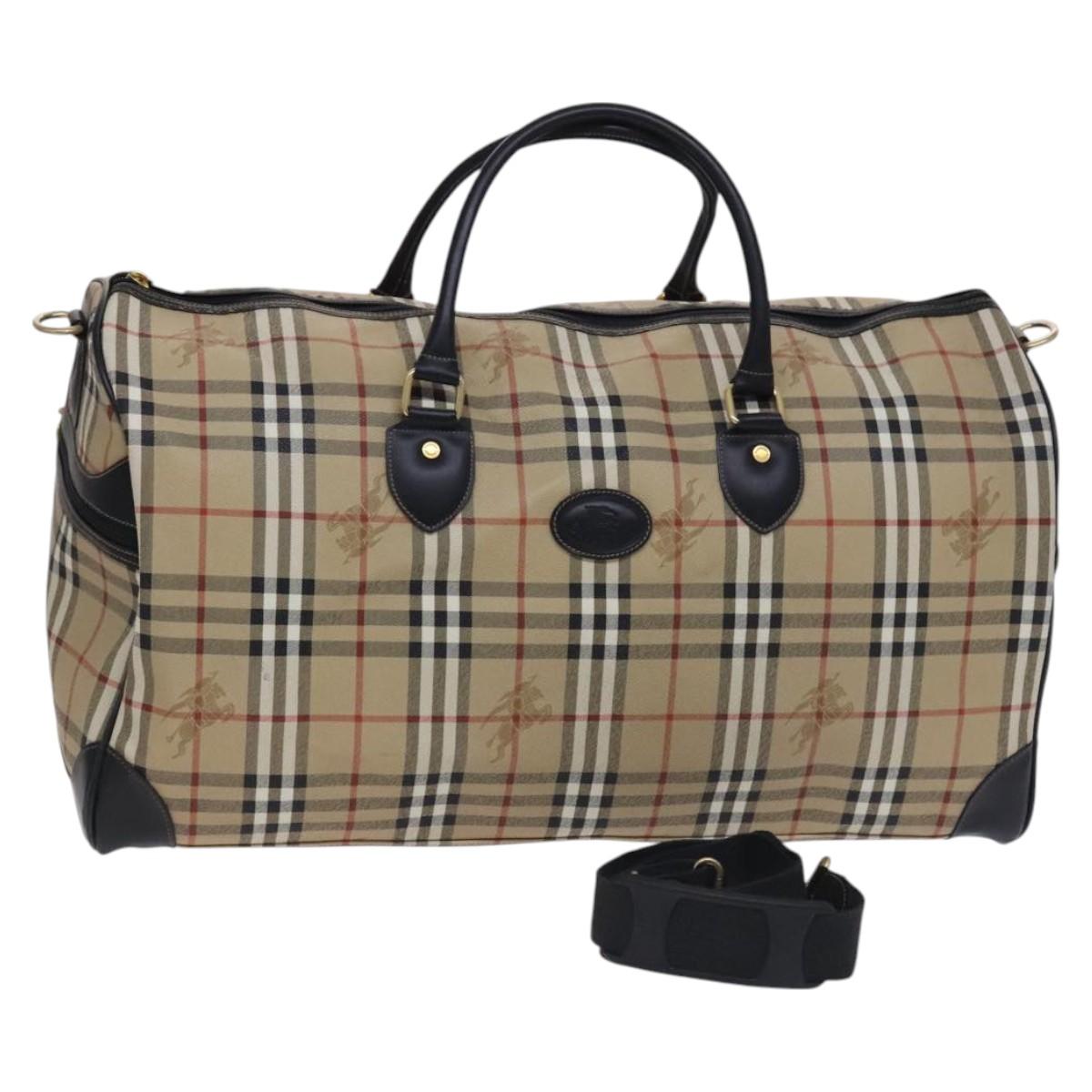 Burberrys Nova Check Boston Bag PVC 2way Beige Auth mr1070