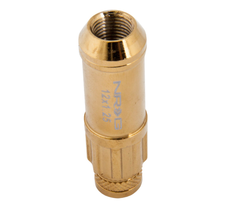 NRG 700 Series M12 X 1.25 Steel Lug Nut w/Dust Cap Cover Set 21 Pc w/Locks & Socket   Chrome Gold