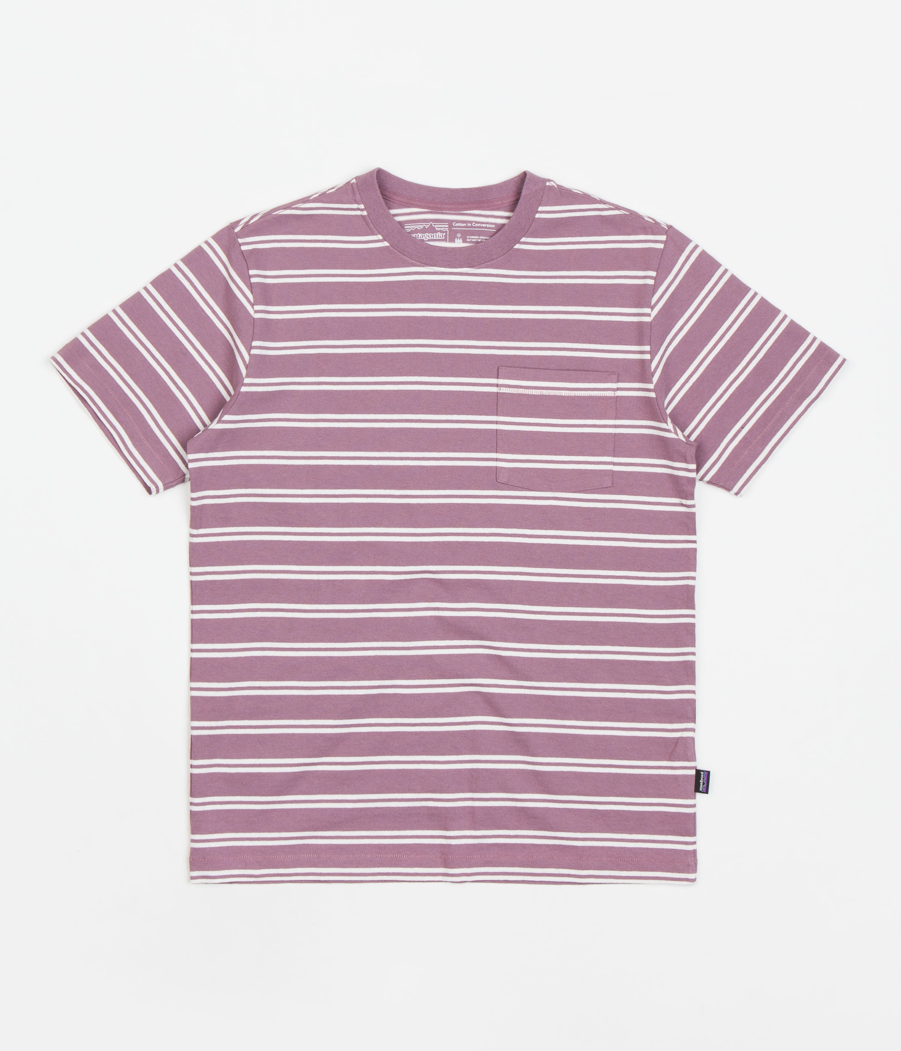 Patagonia Cotton in Conversion Pocket T Shirt   Mirror Stripe: Evening Mauve
