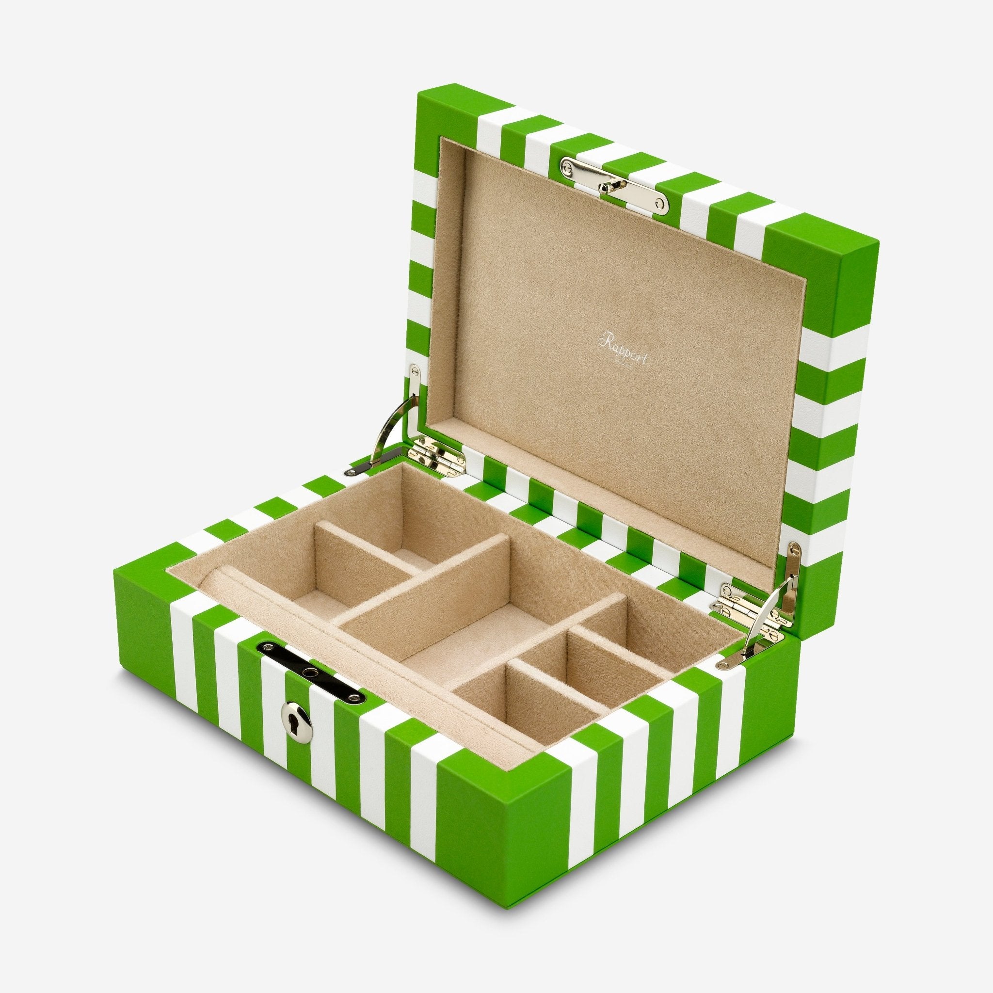 Rapport London Maze Lime Green & White Premium Leather Jewelry Box J140
