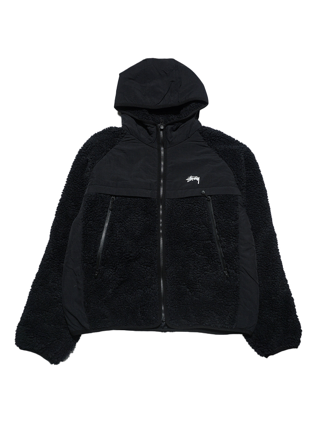 Stussy Sherpa Paneled Hooded Jacket   Black