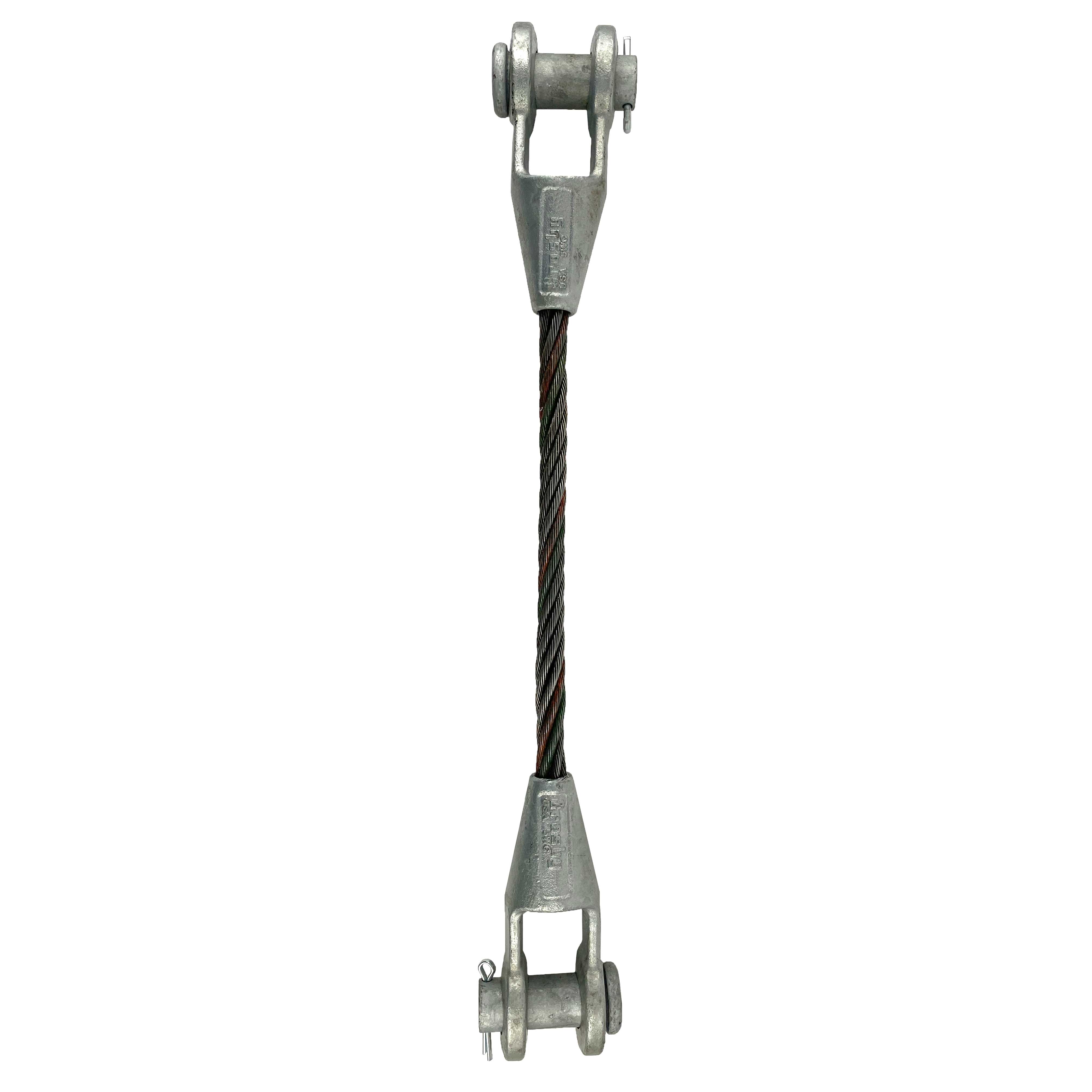 US CARGO CONTROL 1/2" x 10' Open and Open Spelter Socket Wire Rope Sling