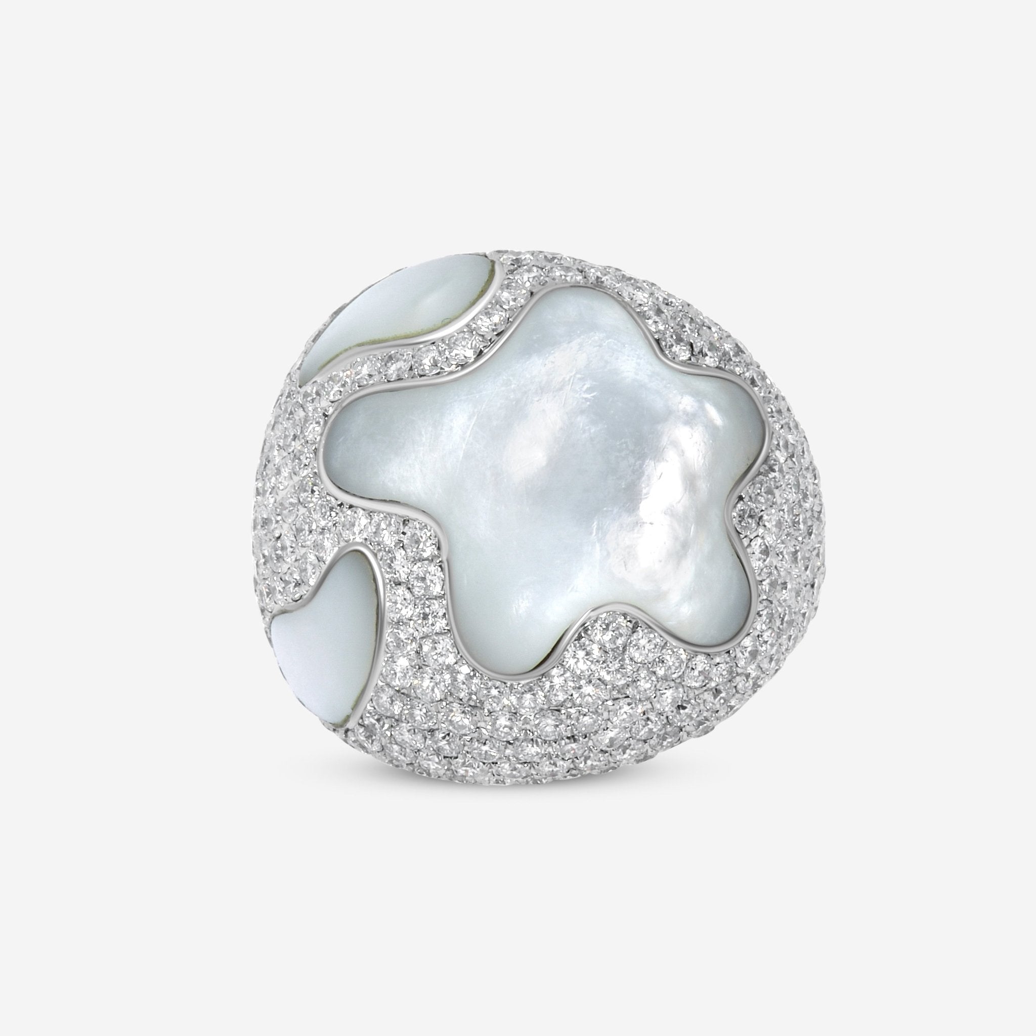 SuperOro 18K White Gold  Diamond 4.07ct. tw. and Mother Of Pearl Statement Ring 63706