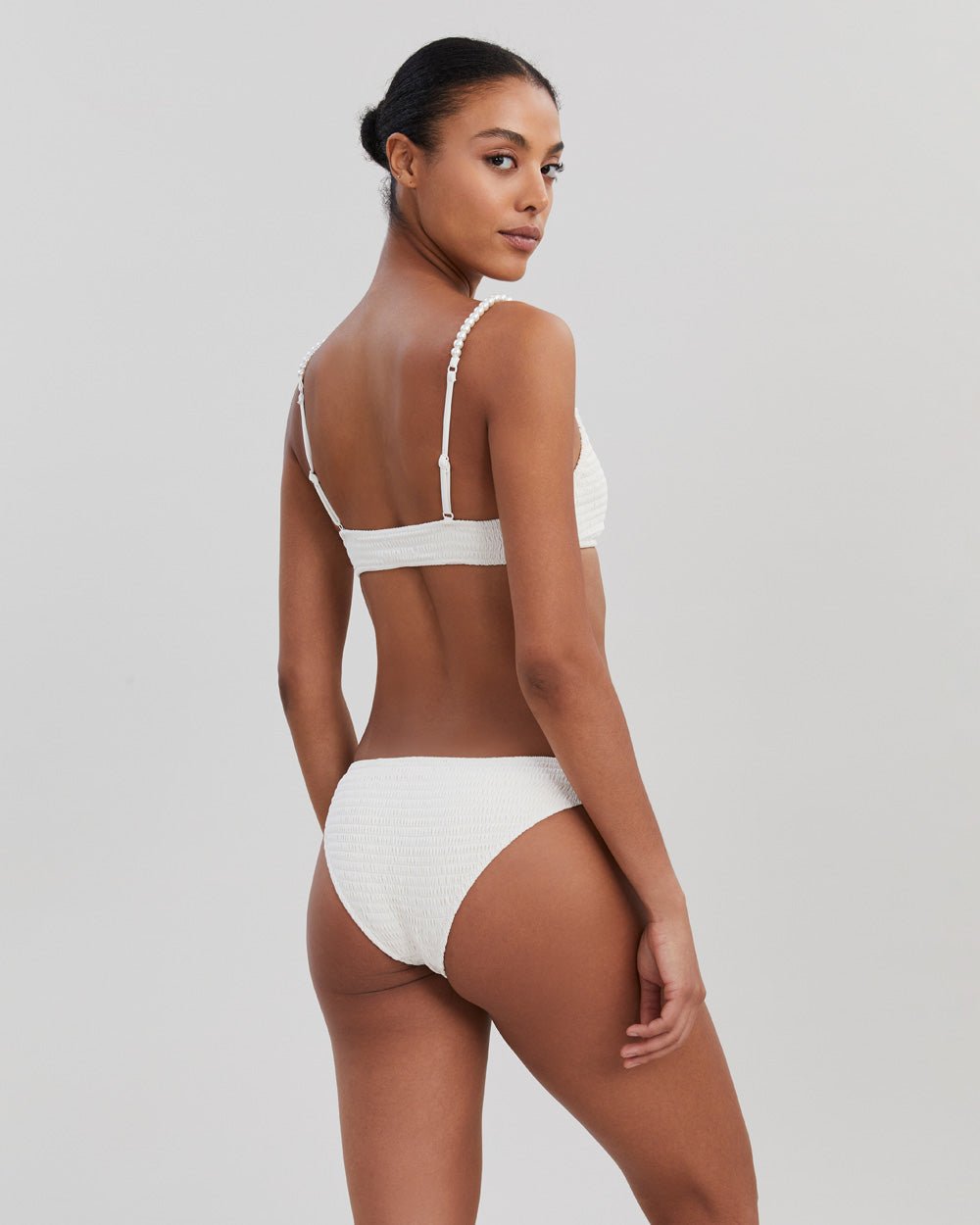 SOLID & STRIPED Rachel Smocked Bikini Bottom Brule