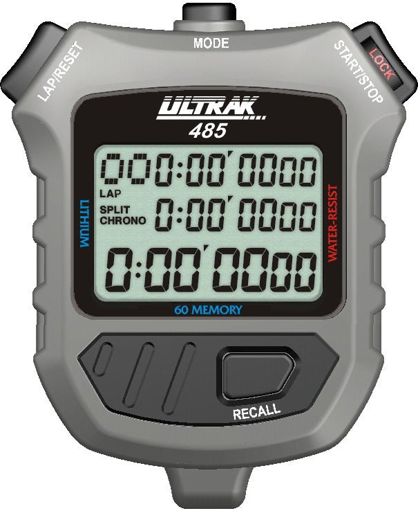 Ultrak 485   60 Lap Dual Split Memory Stopwatch Timer with Three Line Display